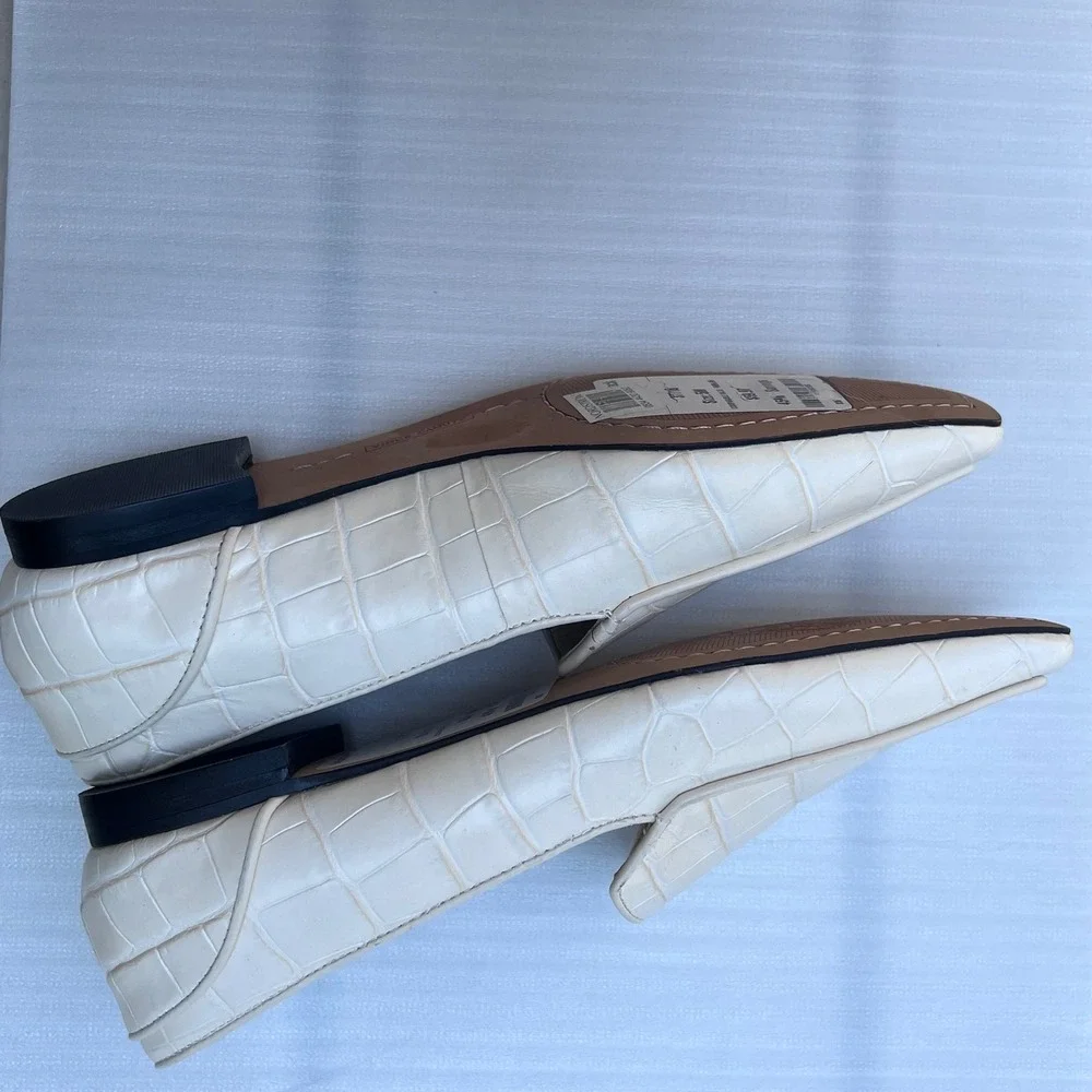 Vince Camuto Cream Croc Embossed Pointed Toe Loafers W 5M Nordstrom Rack NWT
